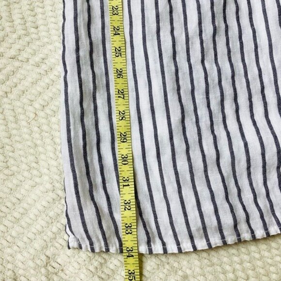 Lungo La’rno Striped Linen Dress W/ Bell Sleeves & Lace Detail Size S 100% Linen - Picture 6 of 10